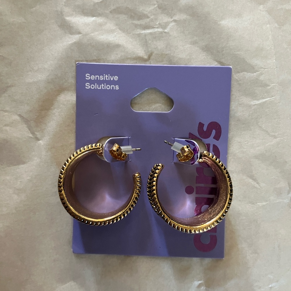 Claire's Gold Textured Hoop Earrings